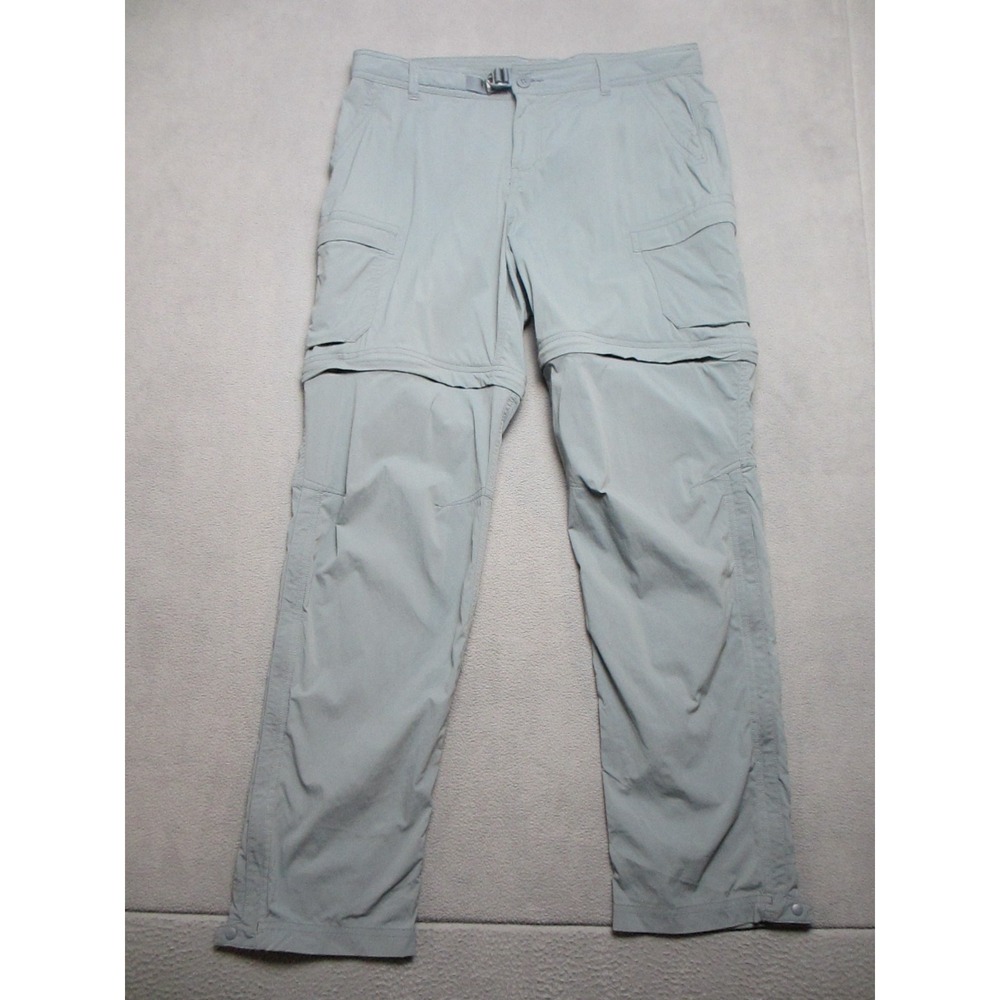 REI Pants Women 14 Blue Gray Cargo 34X30.5 Convertible Hiking Ankle Zip